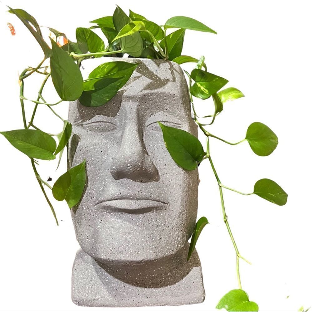 Huge Moai Resin Planter 15”tall by 9”wide about 11” deep.  great statement piece